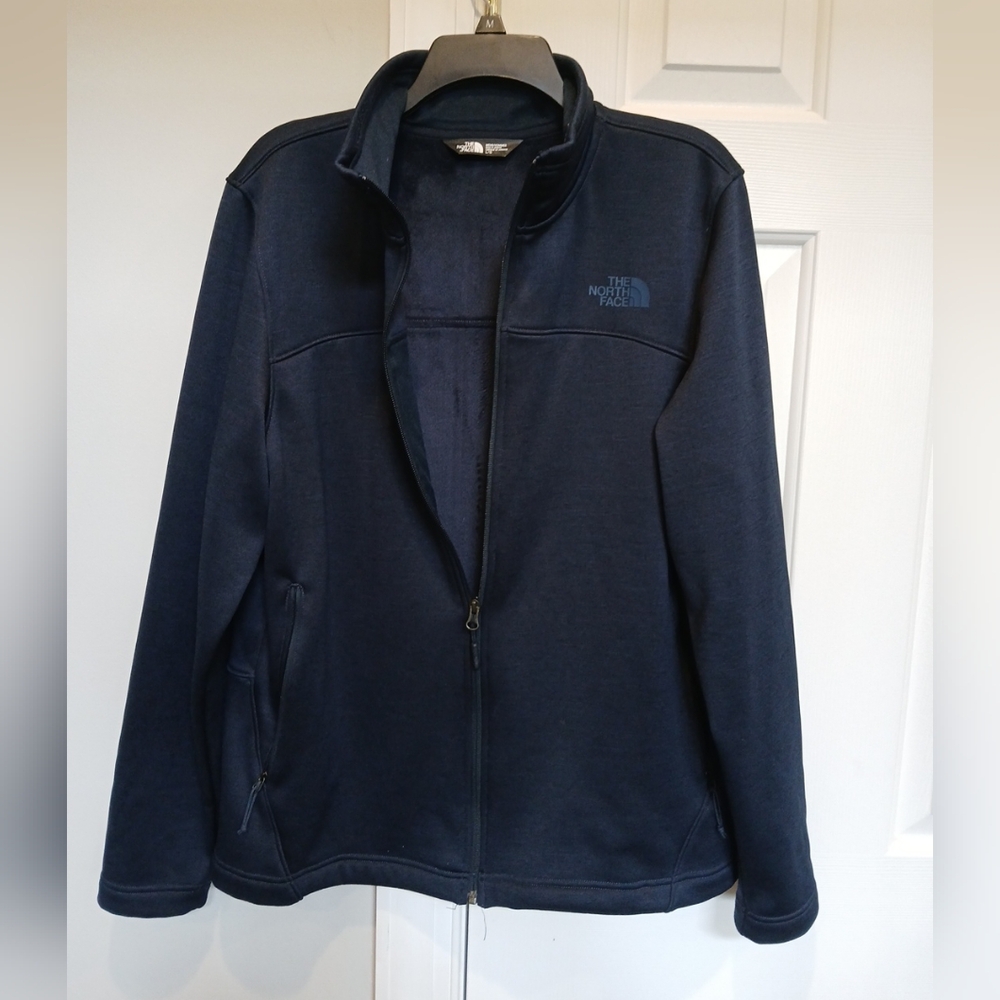 North Face Men's Jacket Size L Navy Fleece Soft Lining Full Zip